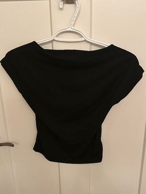 Sexy Black Scoop-Back Short Sleeve Top, size S